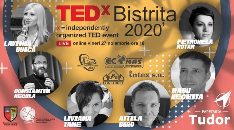 TEDxBistrița 2020 se mută online vineri, 27 noiembrie – ora 18:00! Participare GRATUITĂ! TEDxBistrița 2020 se mută online vineri, 27 noiembrie – ora 18:00! Participare GRATUITĂ!